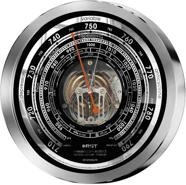 Барометр металлический с открытым механизмом
