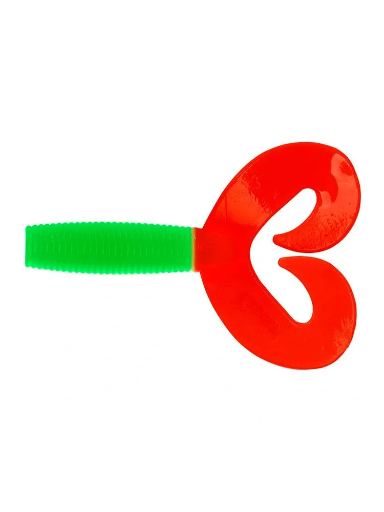 Твистер Credo Double Tail 3.54", 9см, Lime & Red